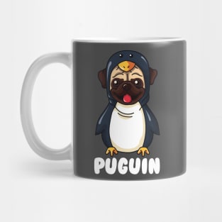 Funny Pug Dressed as Penguin Puguin Mug